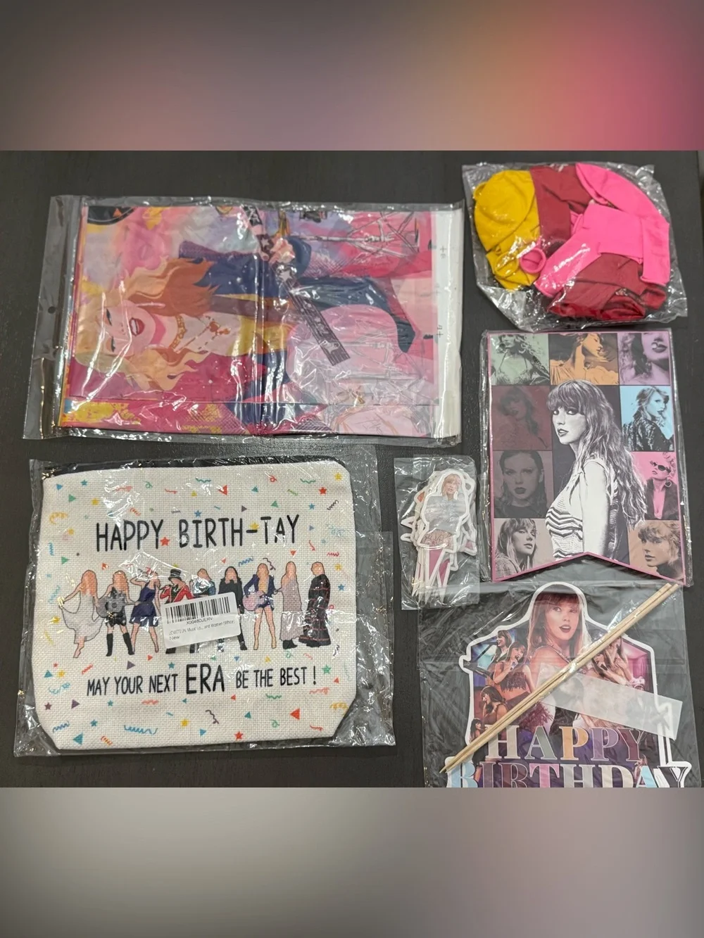 Taylor Swift Happy Birthday Party Supplies Decorations- Pink, Yellow, Red